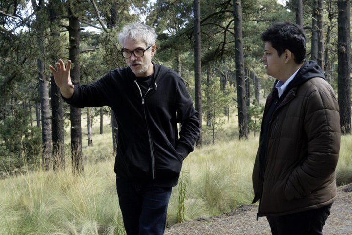 Mentor Alfonso Cuarón (left) was “very open” as he answered Protégé Chaitanya Tamhane’s questions during the filming of Roma