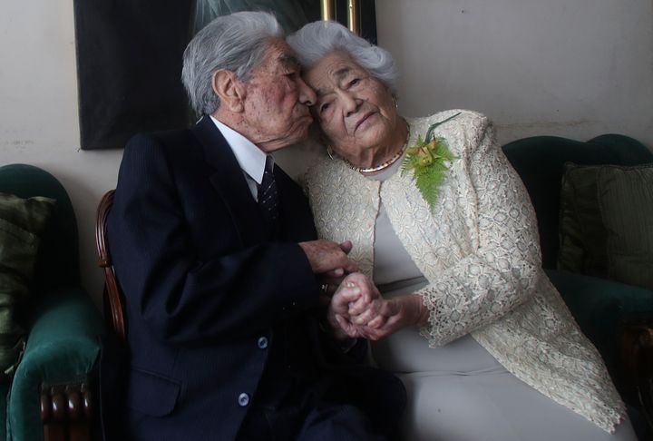 Married couple Julio Mora Tapia, 110, and Waldramina Quinteros, 104, both retired teachers, have been recognized by the Guinness World Records as the oldest married couple in the world, because of their combined ages. They have been married for 79 years.