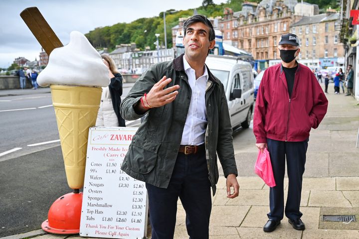Chancellor of the Exchequer Rishi Sunak during a visit to Rothesay on the Isle of Bute, Scotland.