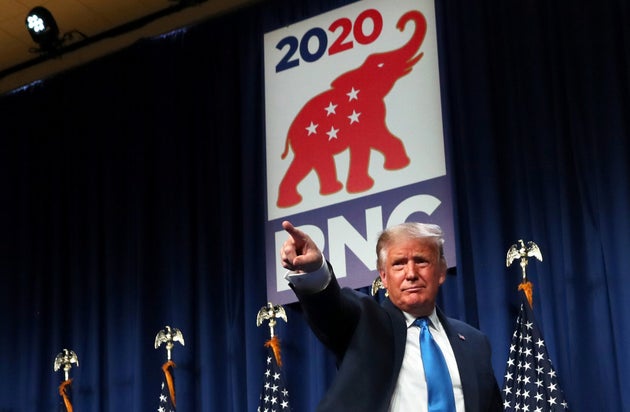 President Donald Trump addresses the Republican National Convention in Charlotte, North Carolina, on