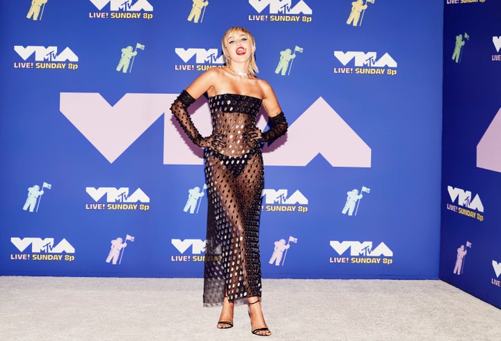 NEW YORK, NEW YORK - AUGUST 30: (EDITORIAL USE ONLY) Miley Cyrus attends the 2020 MTV Video Music Awards, broadcast on Sunday