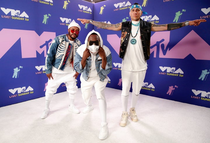 NEW YORK, NEW YORK - AUGUST 30: (L-R) apl.de.ap, will.i.am, and Taboo attend the 2020 MTV Video Music Awards, broadcast on Su