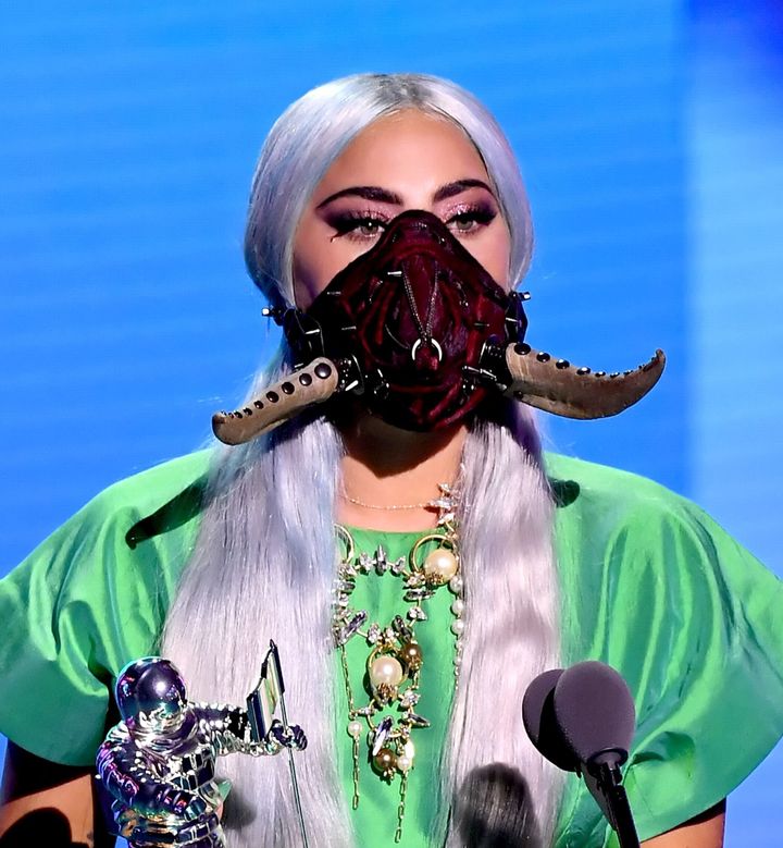 Lady Gaga accepts the Song of the Year award for "Rain on Me" onstage during the 2020 MTV Video Music Awards.