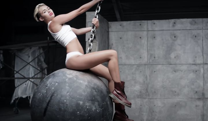 Miley in the Wrecking Ball music video