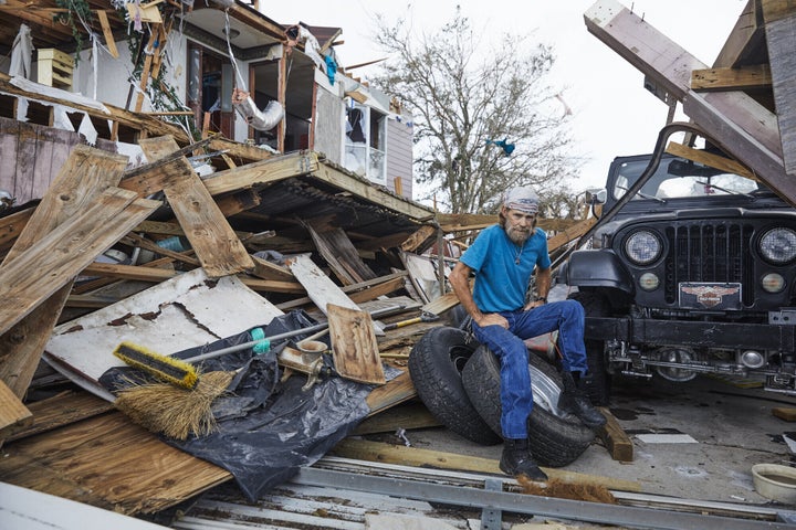A view of the damage around Lake Charles, Louisiana after Hurricane Laura blew through last week.