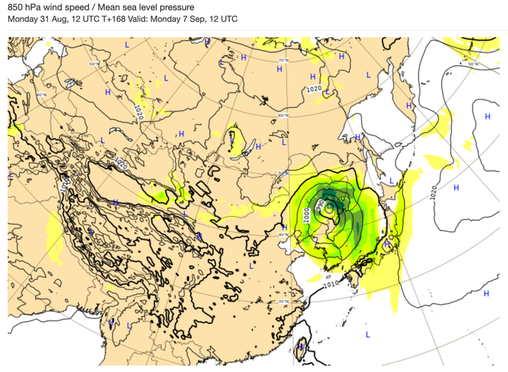 9月7日午後9時の台風予測