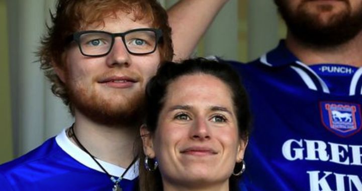 Ed Sheeran and Cherry Seaborn, pictured at a soccer match in 2018, welcomed their baby girl last week.