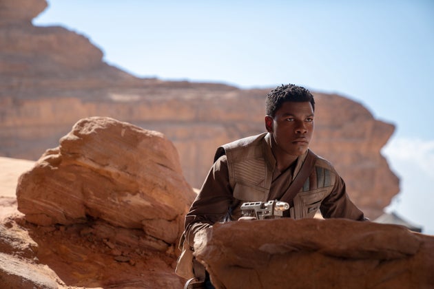 John in character as Finn in Star Wars: The Rise Of