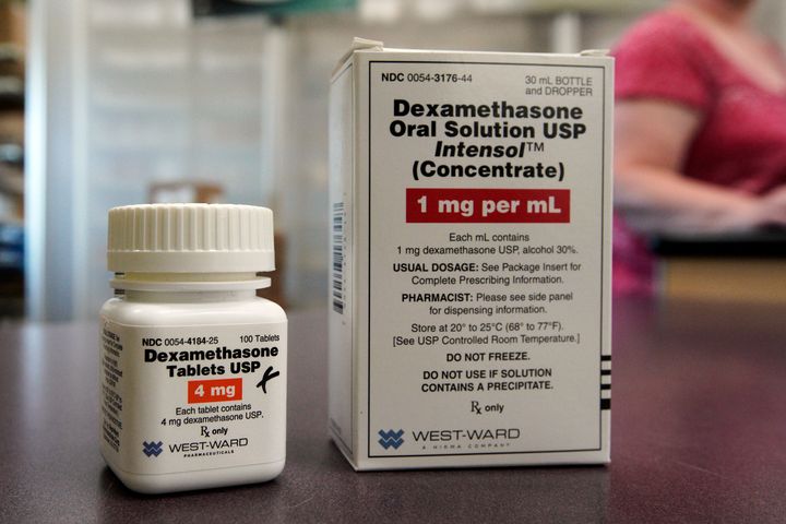 Researchers have found that steroids, like Dexamethasone pictured, improve survival rates of COVID-19 patients who are sick enough to be in intensive care in a hospital.