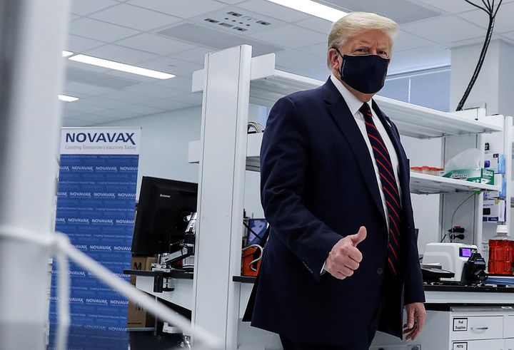 President Donald Trump tours a pharmaceutical manufacturing plant where components for a potential coronavirus vaccine are being developed in North Carolina