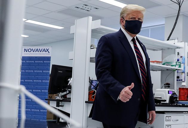 President Donald Trump tours a pharmaceutical manufacturing plant where components for a potential coronavirus vaccine are being developed in North Carolina