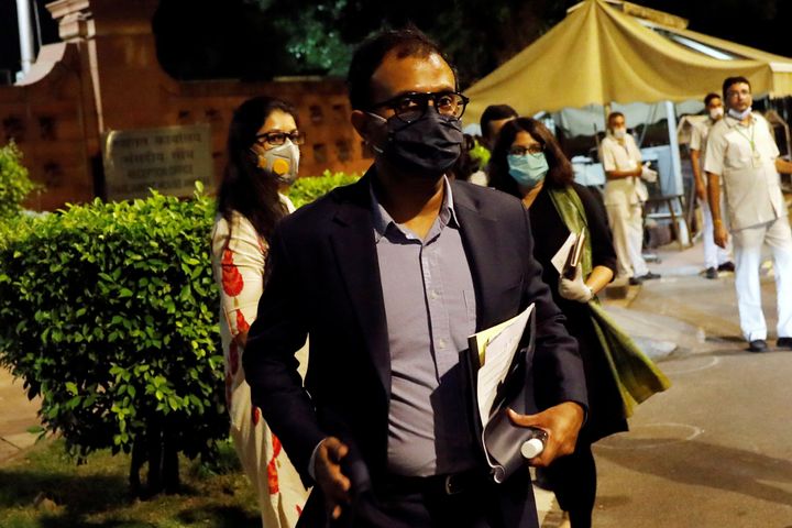 Ajit Mohan, Managing Director of Facebook India, comes out of the Parliament Annexe after his meeting with the parliamentary panel, in New Delhi, September 2, 2020. 