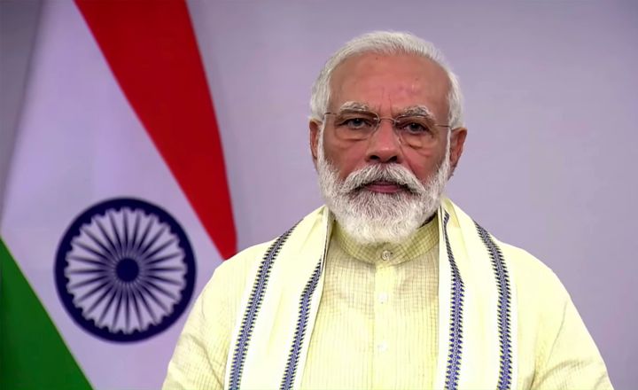 In this June 30, 2020, frame grab from video, Prime Minister Narendra Modi speaks during a televised address to the nation in New Delhi. 