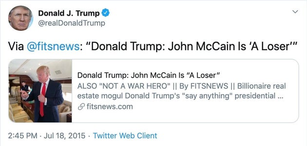 Trump’s McCain Defense Gets Immediately Undone By One Of His Own