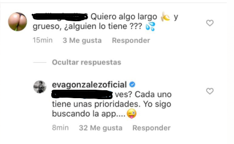 Captura del mensaje y de la respuesta que ha dejado Eva