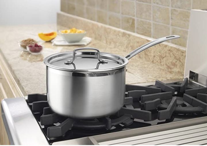 A solid choice in saucepans: the <a href="https://www.amazon.com/Cuisinart-MCP194-20N-MultiClad-Stainless-Saucepan/dp/B009W28NLK?tag=thehuffingtop-20&ascsubtag=5f5257b7c5b6946f3eb104cd%2C-1%2C-1%2Cd%2C0%2C0%2Chp-fil-am%3D0%2C0%3A0%2C0%2C0%2C0" target="_blank" role="link" data-amazon-link="true" class=" js-entry-link cet-external-link" data-vars-item-name="Cuisinart MultiClad Pro Stainless Steel 4-Quart Saucepan" data-vars-item-type="text" data-vars-unit-name="5f5257b7c5b6946f3eb104cd" data-vars-unit-type="buzz_body" data-vars-target-content-id="https://www.amazon.com/Cuisinart-MCP194-20N-MultiClad-Stainless-Saucepan/dp/B009W28NLK?tag=thehuffingtop-20&ascsubtag=5f5257b7c5b6946f3eb104cd%2C-1%2C-1%2Cd%2C0%2C0%2Chp-fil-am%3D0%2C0%3A0%2C0%2C0%2C0" data-vars-target-content-type="url" data-vars-type="web_external_link" data-vars-subunit-name="article_body" data-vars-subunit-type="component" data-vars-position-in-subunit="9">Cuisinart MultiClad Pro Stainless Steel 4-Quart Saucepan</a>, $69.99.