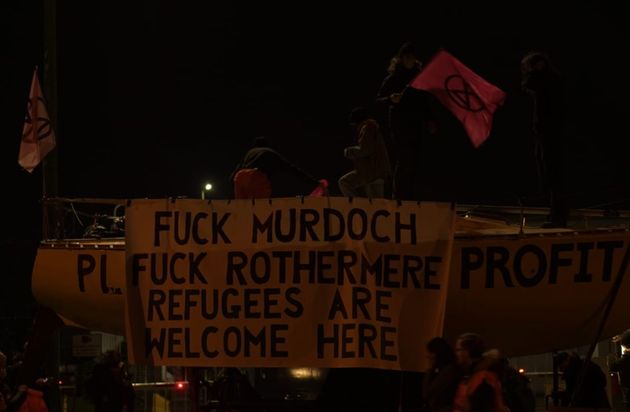 A banner held up at the Knowsley, Liverpool blockade.