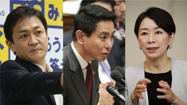 合流新党に参加しない国民民主党のメンバー。左から玉木雄一郎氏、前原誠司氏、山尾志桜里氏