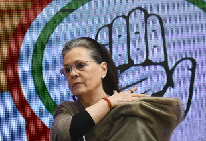 Congress President Sonia Gandhi after a meeting of the CWC at AICC on February 26, 2020 in New Delhi, India. 