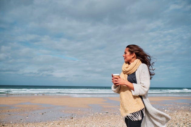 An autumn day on the beach in Cornwall