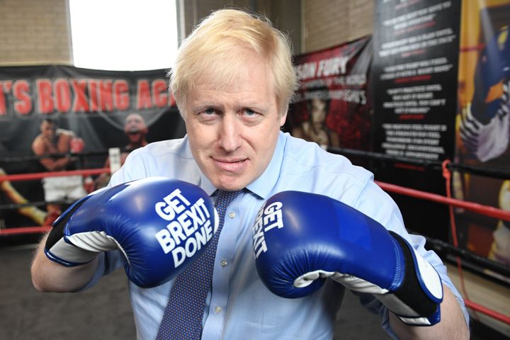 Johnson on a visit to a boxing club during December's election