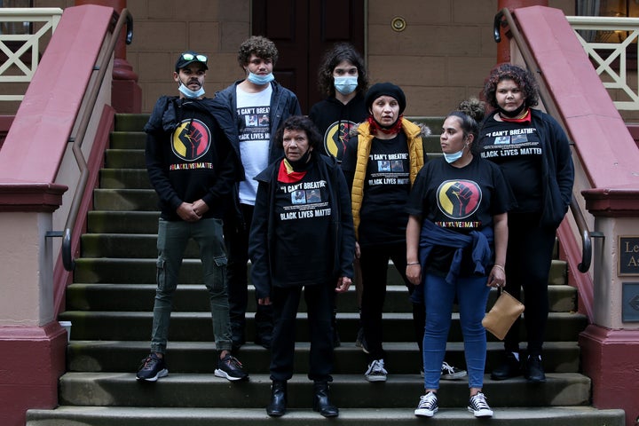 Leetona Dungay, family and supporters deliver a petition to NSW Parliament calling for immediate action and the investigation of Aboriginal deaths in custody including the death of David Dungay Jr on July 28, 2020 in Sydney, Australia. The rally was organised to protest against Aboriginal deaths in custody and in solidarity with the global Black Lives Matter movement. 