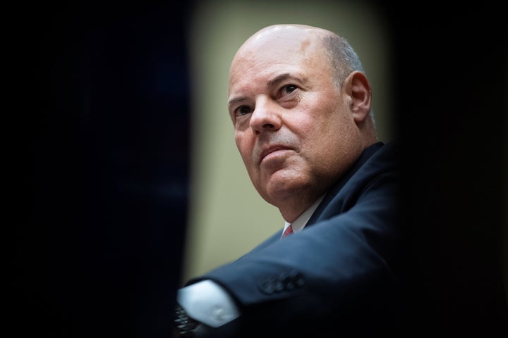 Postmaster General Louis DeJoy testifies during a House Oversight and Reform Committee hearing on Aug. 24.