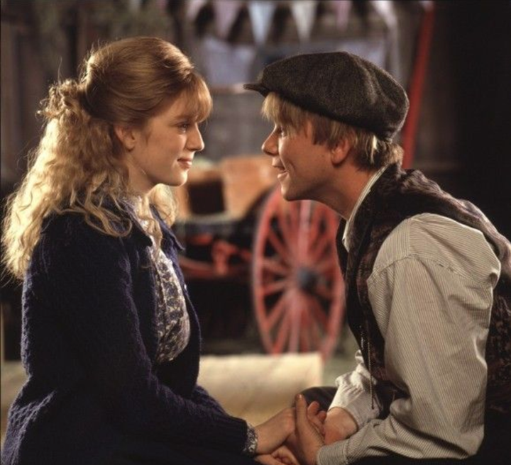 Sarah Polley and Jaimz Woolvett in "Road to Avonlea." Their characters had a kissing scene when Polley was 14 and Woolvett was 26.