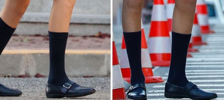 Los zapatos de la princesa Leonor en 2020 y en 2019.