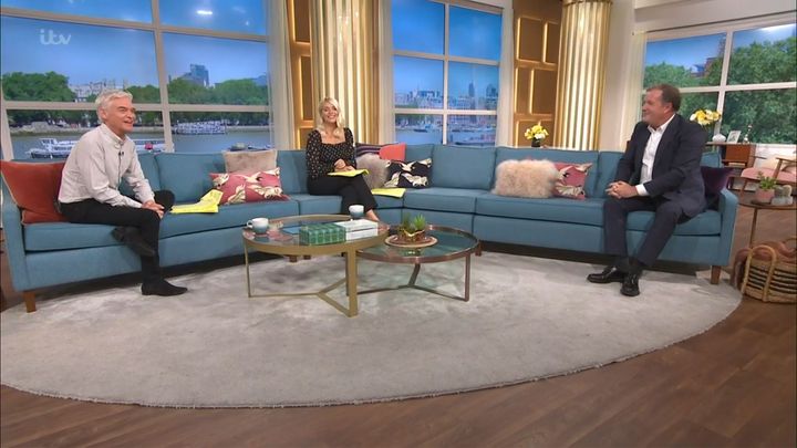 Phillip Schofield and Holly Willoughby interview Piers on the This Morning sofa