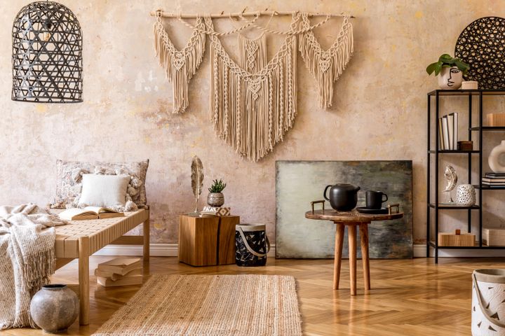 Chic desert-style living room decor might mix textured throw pillows with a stone coffee table, while modern Southwest bedroom decorating ideas might include Southwestern-inspired rugs, warm linen bedding and desert art prints.