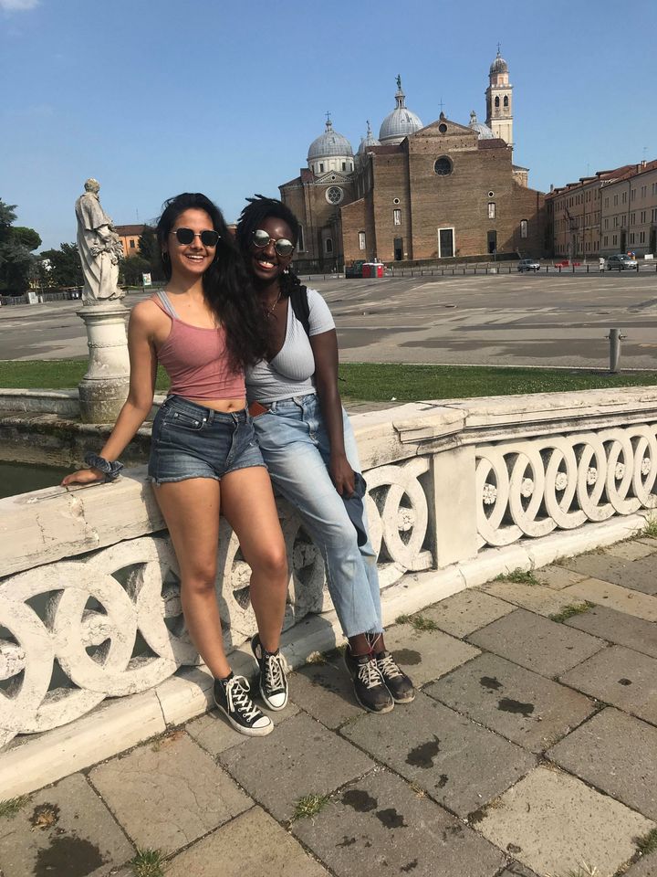 Monisha Gohil (left), 23, Digital PR at Datadial, from Hammersmith, West London, travelling with friends in Italy