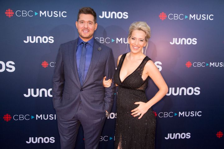 Bublé and Lopilato attend the red carpet arrivals at the 2018 Juno Awards on March 25, 2018, in Vancouver.
