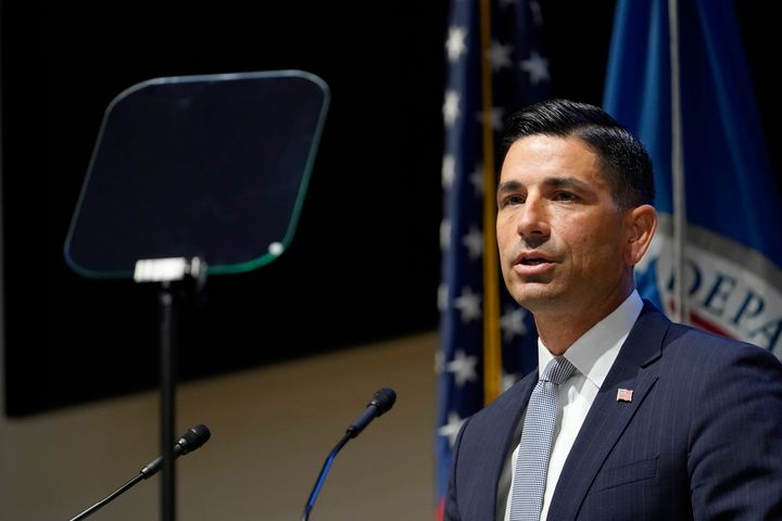 Department of Homeland Security Acting Secretary Chad Wolf speaks during an event at DHS headquarters in Washington, Wednesday, Sept. 9, 2020. (AP Photo/Susan Walsh)