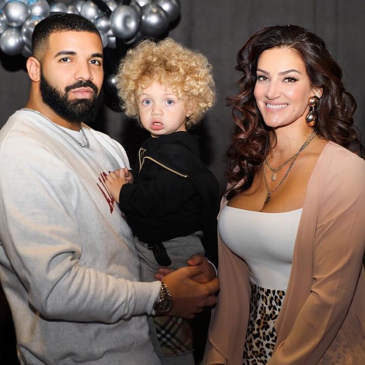 Drake and Sophie Brussaux with their son Adonis.