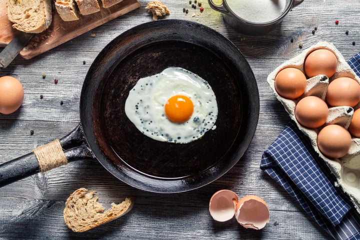 Nonstick pans are great for preparing that breakfast essential –– fried eggs.