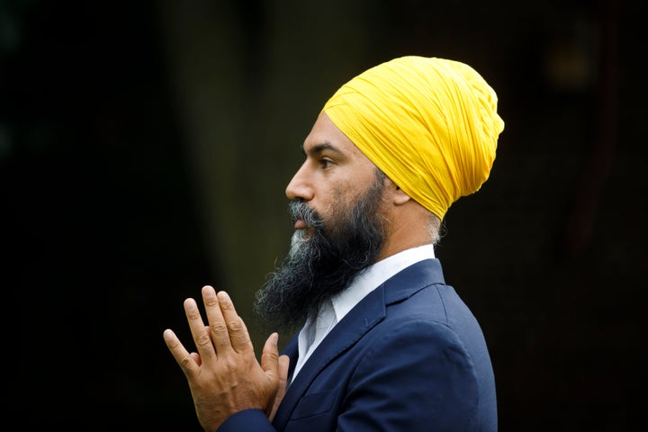 NDP Leader Jagmeet Singh speaks during a press conference in Toronto on Aug. 26, 2020.