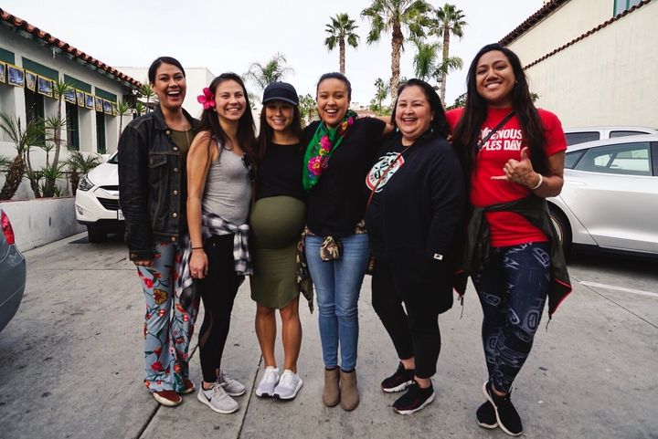 A supportive group of Chelsey's friends, from the Native Wellness Institute, taken the weekend of her baby shower. She relied on women from many tribal nations to guide her through the pregnancy process.
