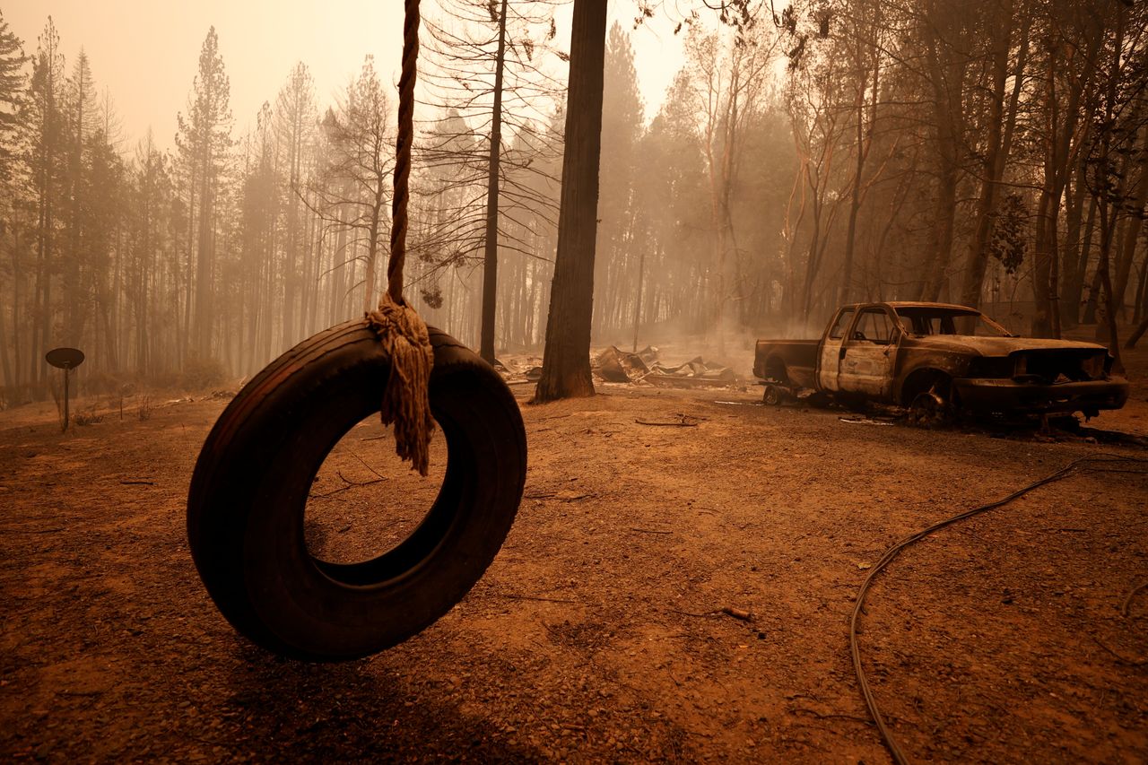 Devastation from the Bear fire in Berry Creek, California, is shown on Wednesday.