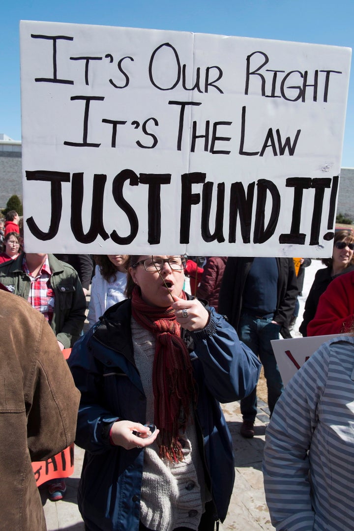 Pro-choice demonstrators rally at the New Brunswick Legislature in Fredericton in 2017.