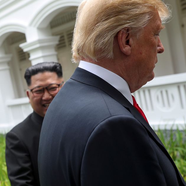 North Korean leader Kim Jong-un and US President Donald Trump during the first US-North Korea summit in Singapore.