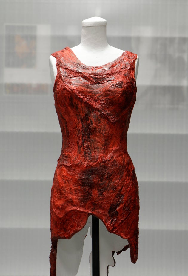 The meat dress as it looked in 2011 after being submitted to the Rock And Roll Hall Of Fame