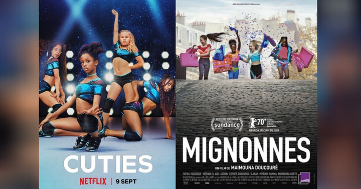 Netflix's poster for "Cuties" (left), poster released for "Mignonnes" at Sundance (right)