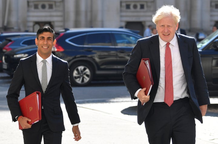 <strong>Boris Johnson and Rishi Sunak arrive to attend a cabinet meeting of senior government ministers at the Foreign and Commonwealth Office.</strong>