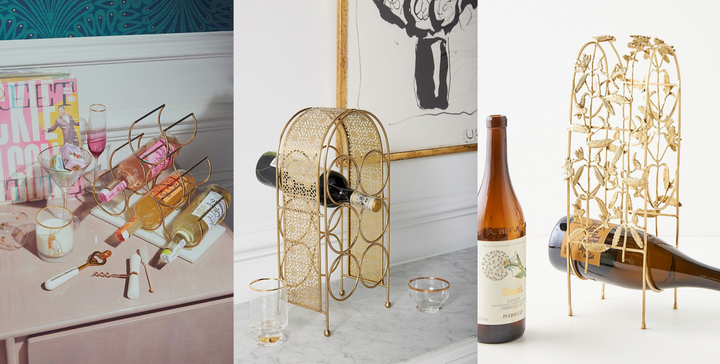 Crate and barrel discount gold wine rack