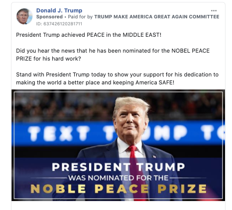 Trump Campaign Hails Nobel Peace Prize Nomination With An Awkward Typo