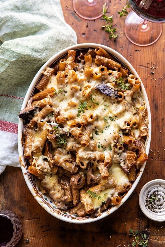 One-Pot Creamy French Onion Pasta Bake from Half Baked Harvest