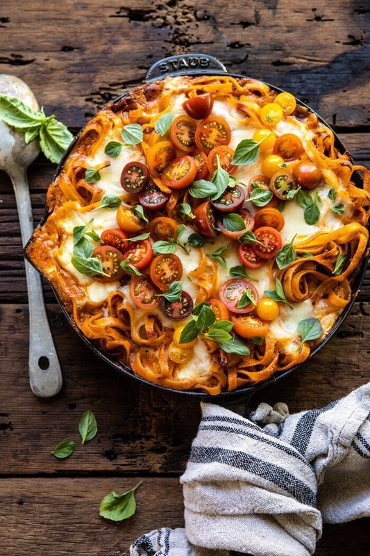 One-Pot 30-Minute Creamy Tomato Basil Pasta Bake from Half Baked Harvest