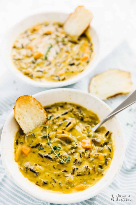 Mushroom Wild Rice Soup (Vegan) from Jessica In The Kitchen