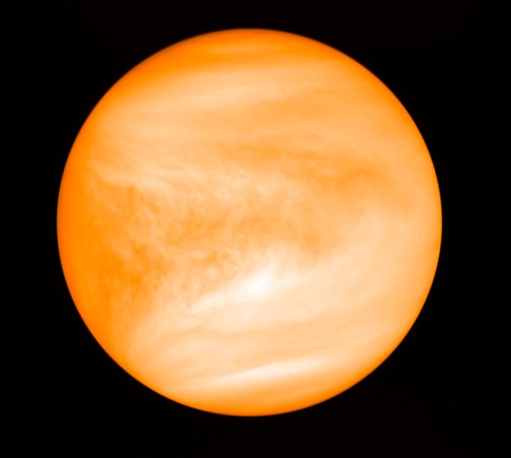This May 2016 photo provided by researcher Jane Greaves shows the planet Venus, seen from the Japan Aerospace Exploration Agency's Akatsuki probe. (J. Greaves/Cardiff University/JAXA via AP)